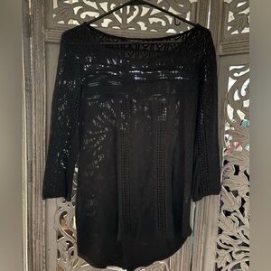Lucky Brand Intricate Black Lace Blouse